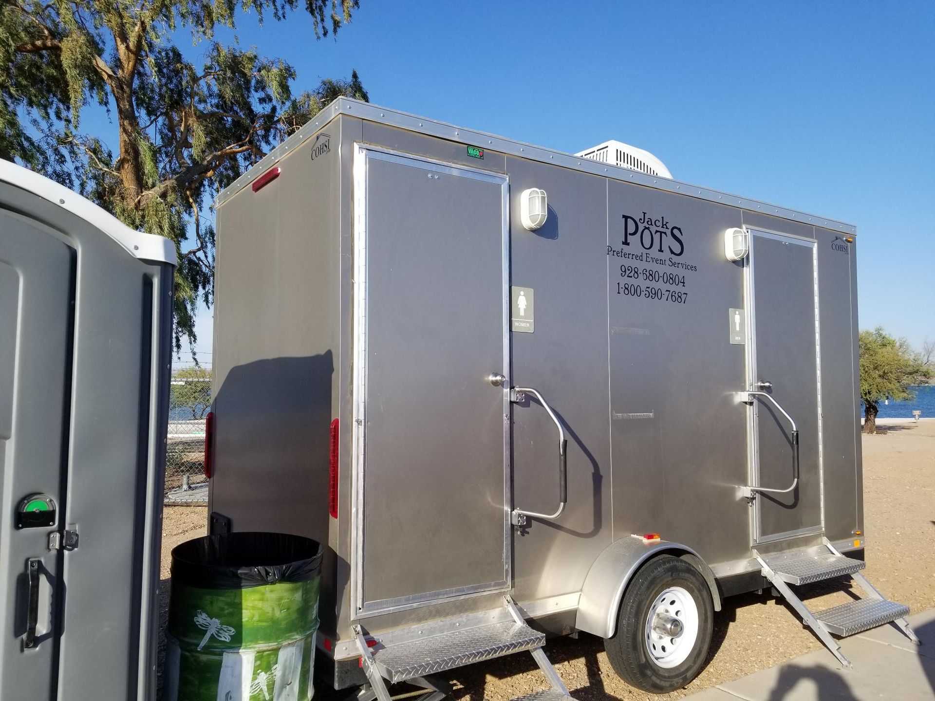A Row of Portable Toilets