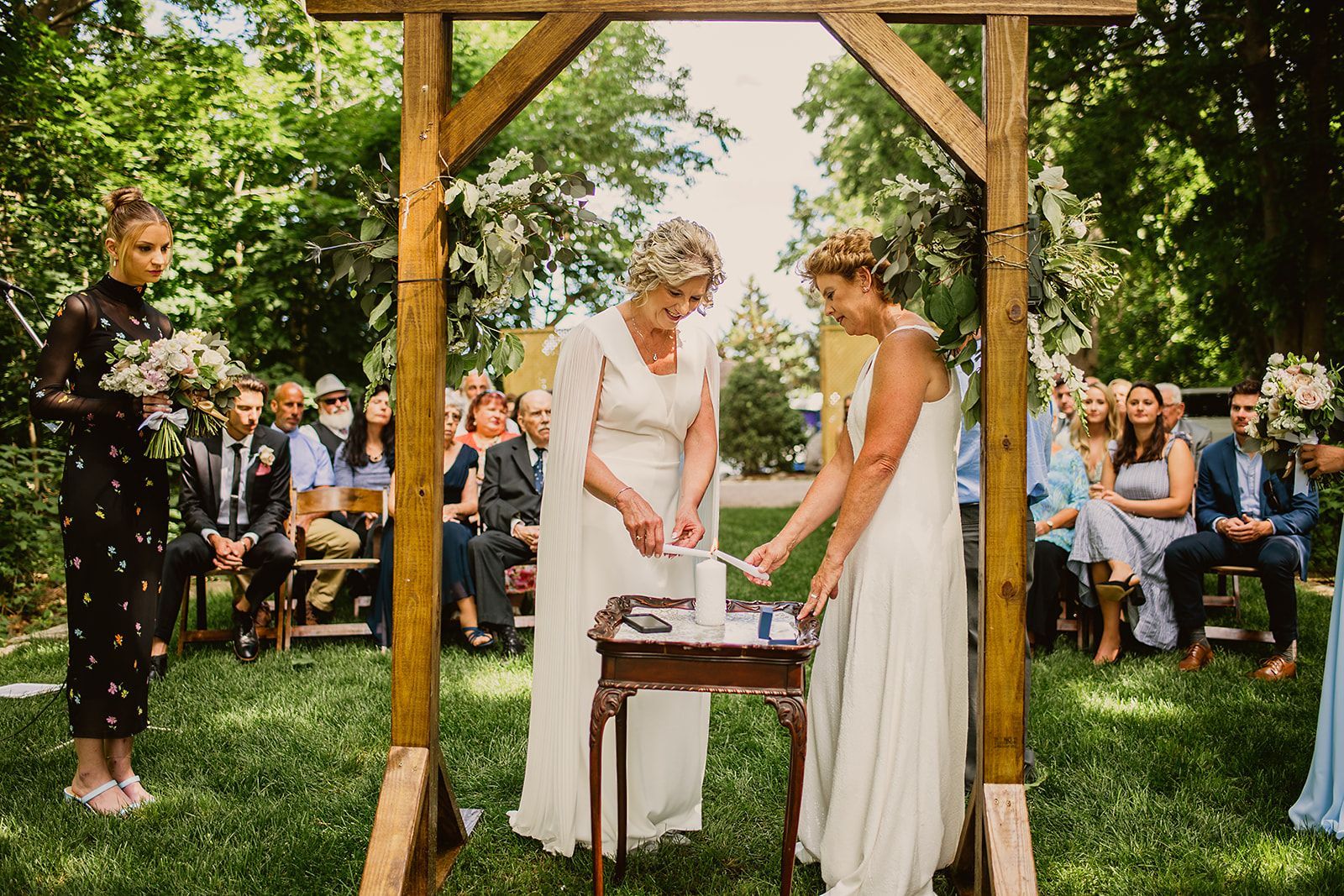 Wedding couple making vows