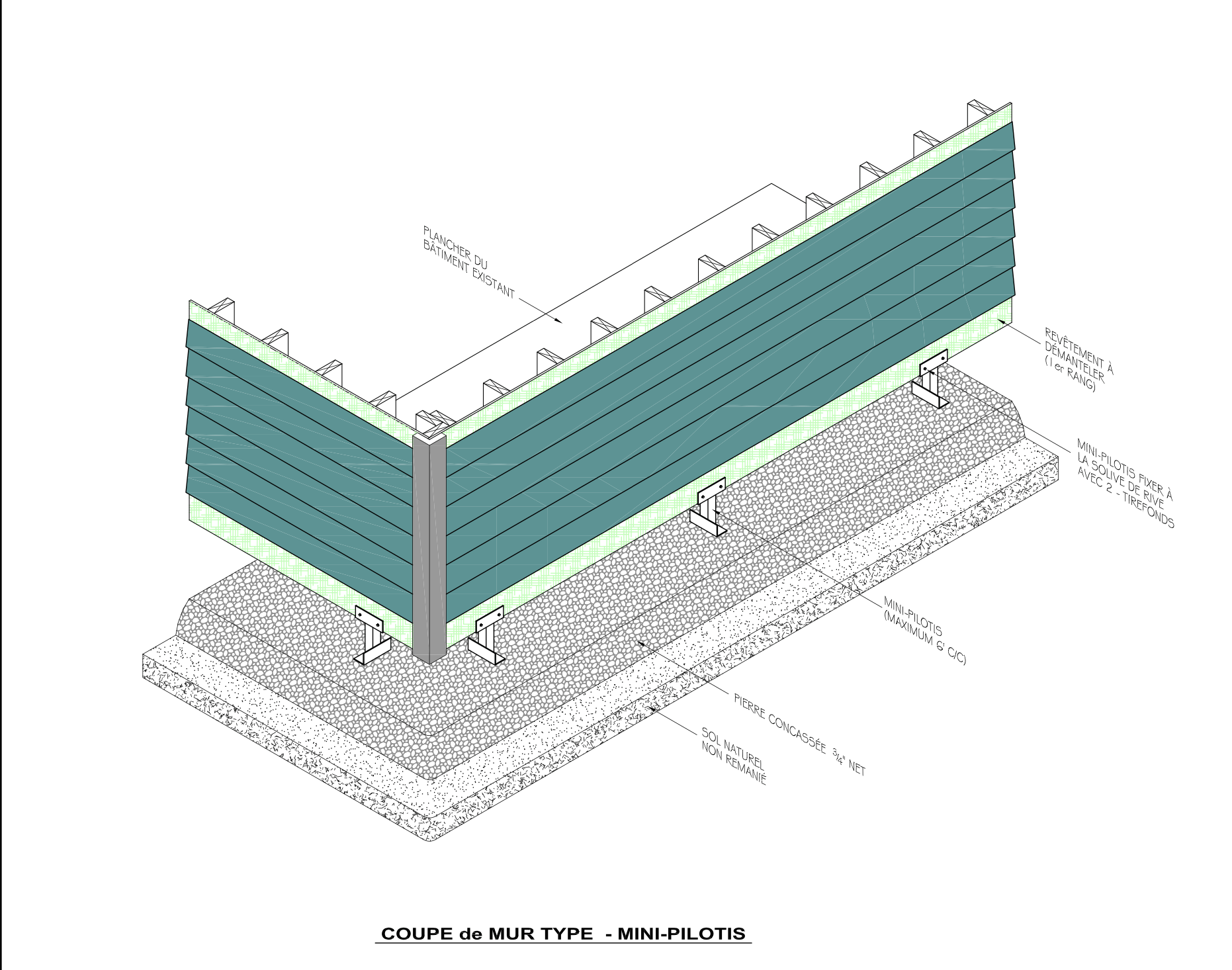 Un dessin isométrique d'un bâtiment avec une clôture bleue