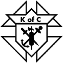 K of C emblem with cross, anchor, and star outline in black and white