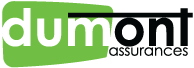 Un logo vert et noir pour dumont assurances.