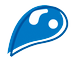A blue teardrop with a white circle in the middle on a white background.