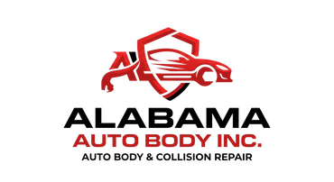 Alabama Auto Body Inc. logo with red car and shield, “Auto Body & Collision Repair” text