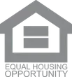The logo for equal housing opportunity shows a house with two equal bars inside of it.