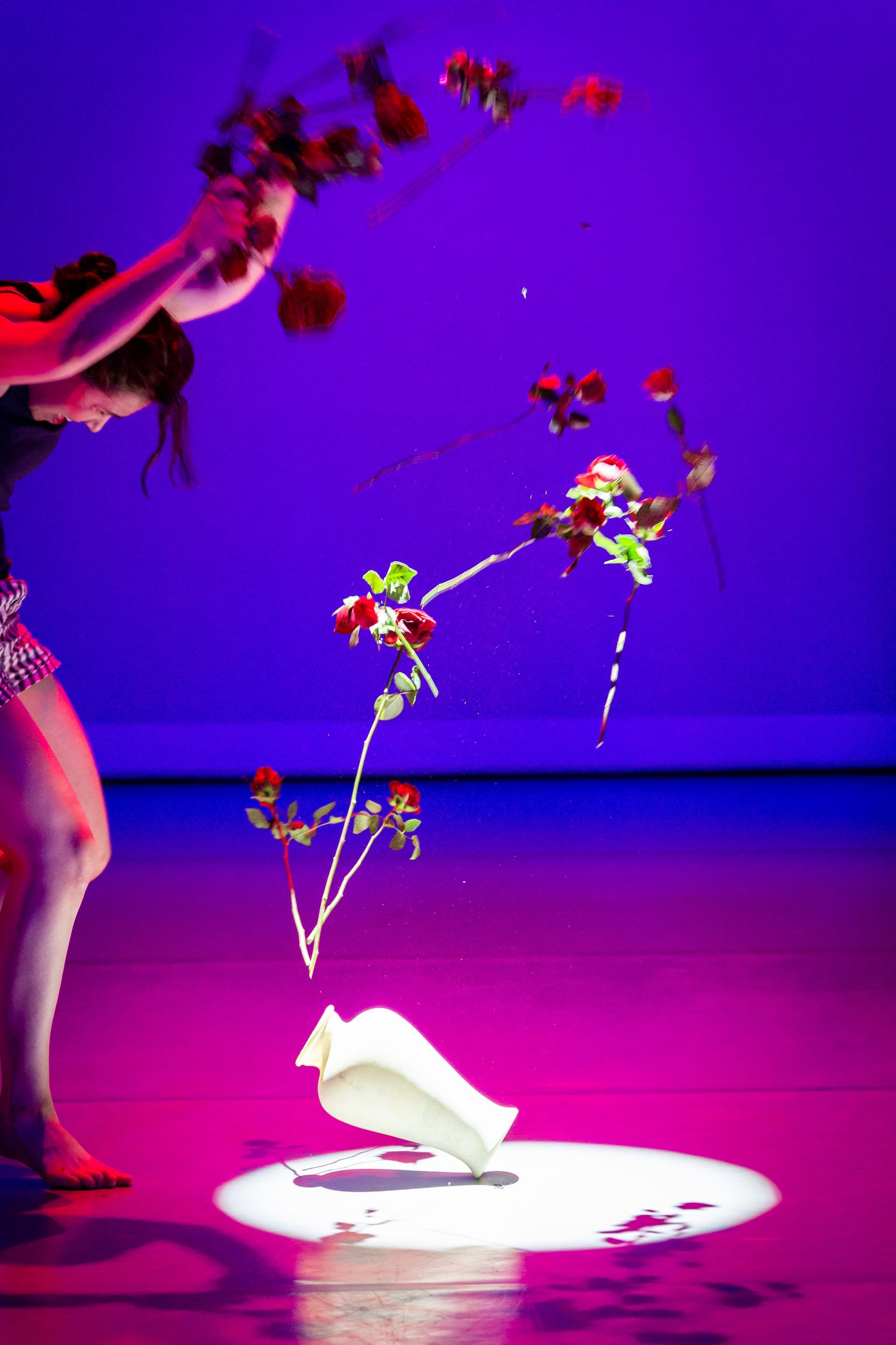 danseres danst met rozen