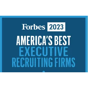 A blue sign that says forbes 2023 america 's best executive recruiting firms