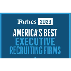 A blue sign that says forbes 2023 america 's best executive recruiting firms