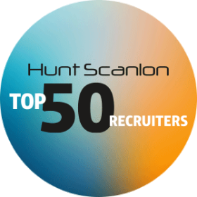 A logo for hunt scanlon top 50 recruiters