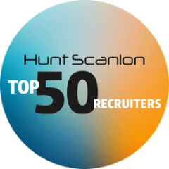 A logo for hunt scanlon top 50 recruiters
