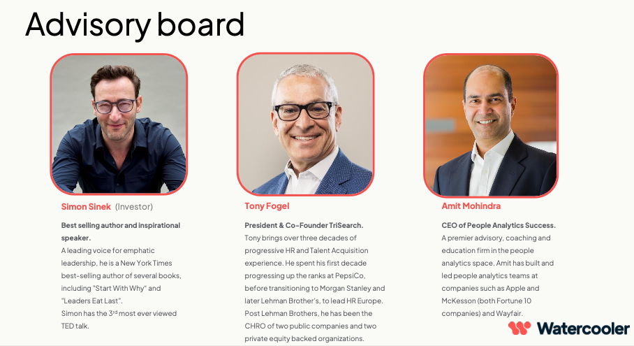 Three men are on an advisory board for watercooler