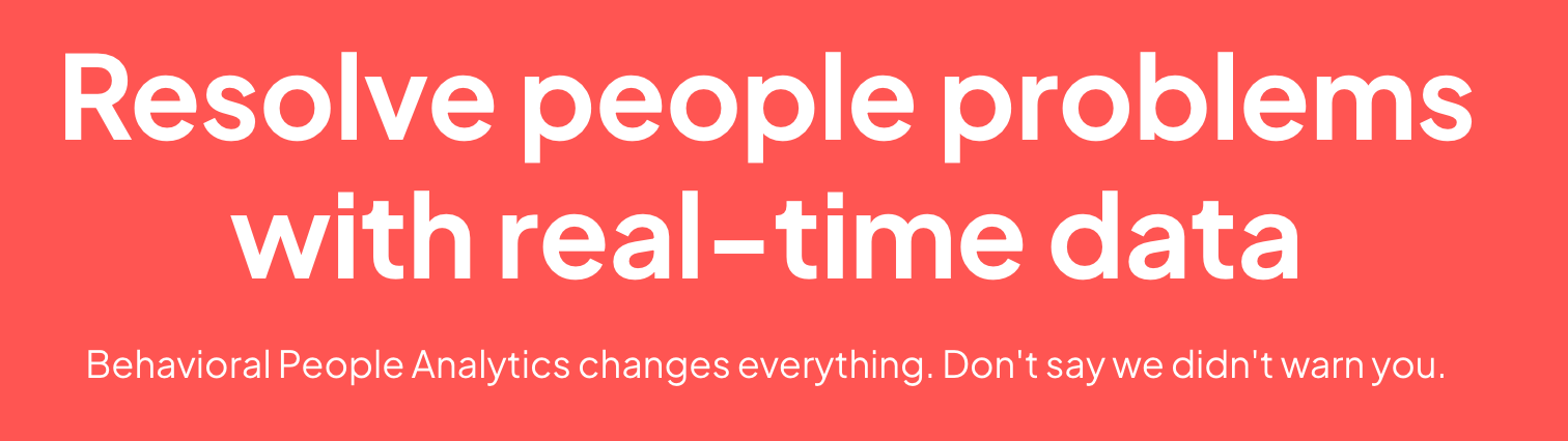 A red background with white text that says resolve people problems with real-time data