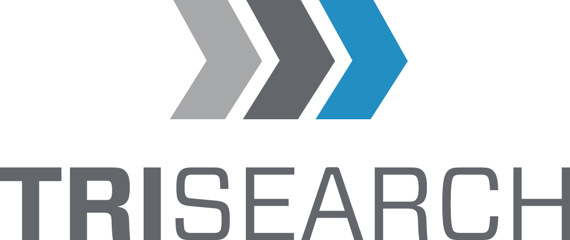 A logo for trisearch with arrows and the word trisearch