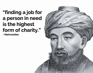 A man with a beard is wearing a turban and a quote about finding a job for a person in need