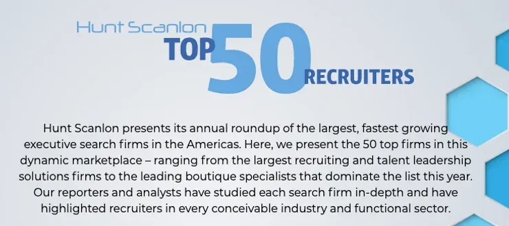 A poster for hunt scarlon top 50 recruiters