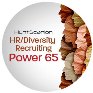 A logo for hunt scanlon hr / diversity recruiting power 65