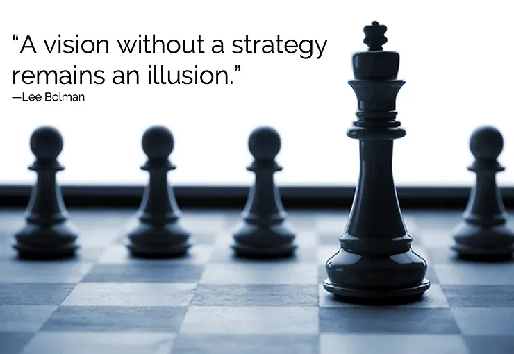 A chess board with a quote that says