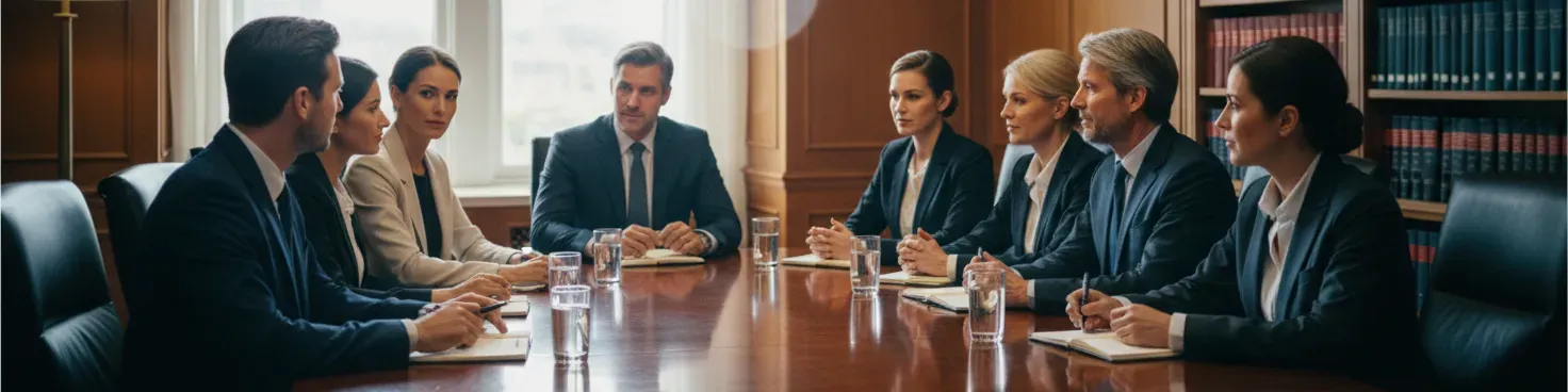 Legal recruitment agencies guide showing professional recruiters and attorneys in a modern office setting