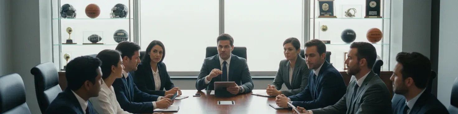 Sports executive search firms meeting in modern conference room