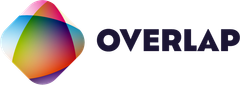 Logo for Overlap: colorful, overlapping geometric shapes with the word 