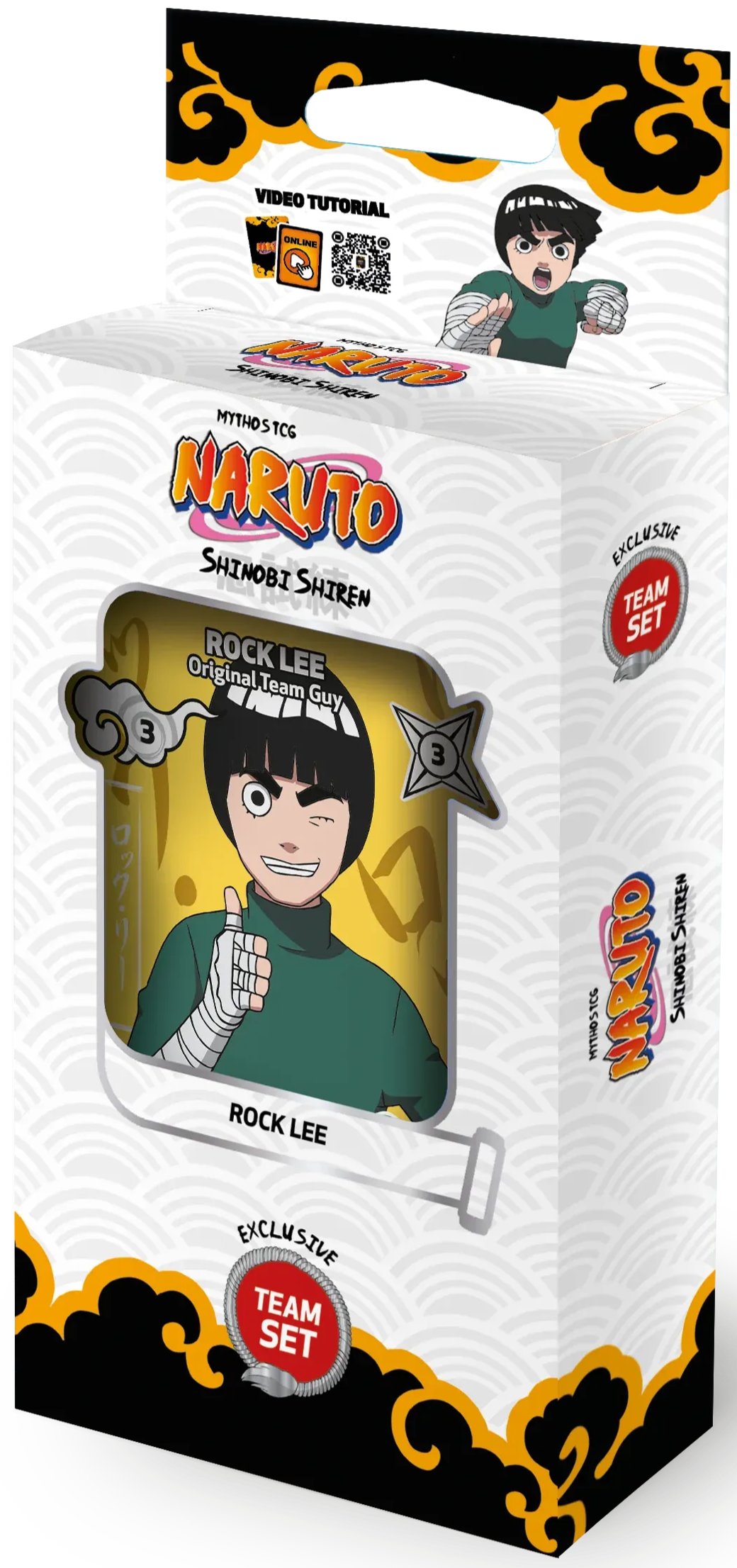 Naruto-themed trading card collector pack box with colorful anime artwork and cards displayed