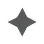 Black four-pointed star icon on a white square background