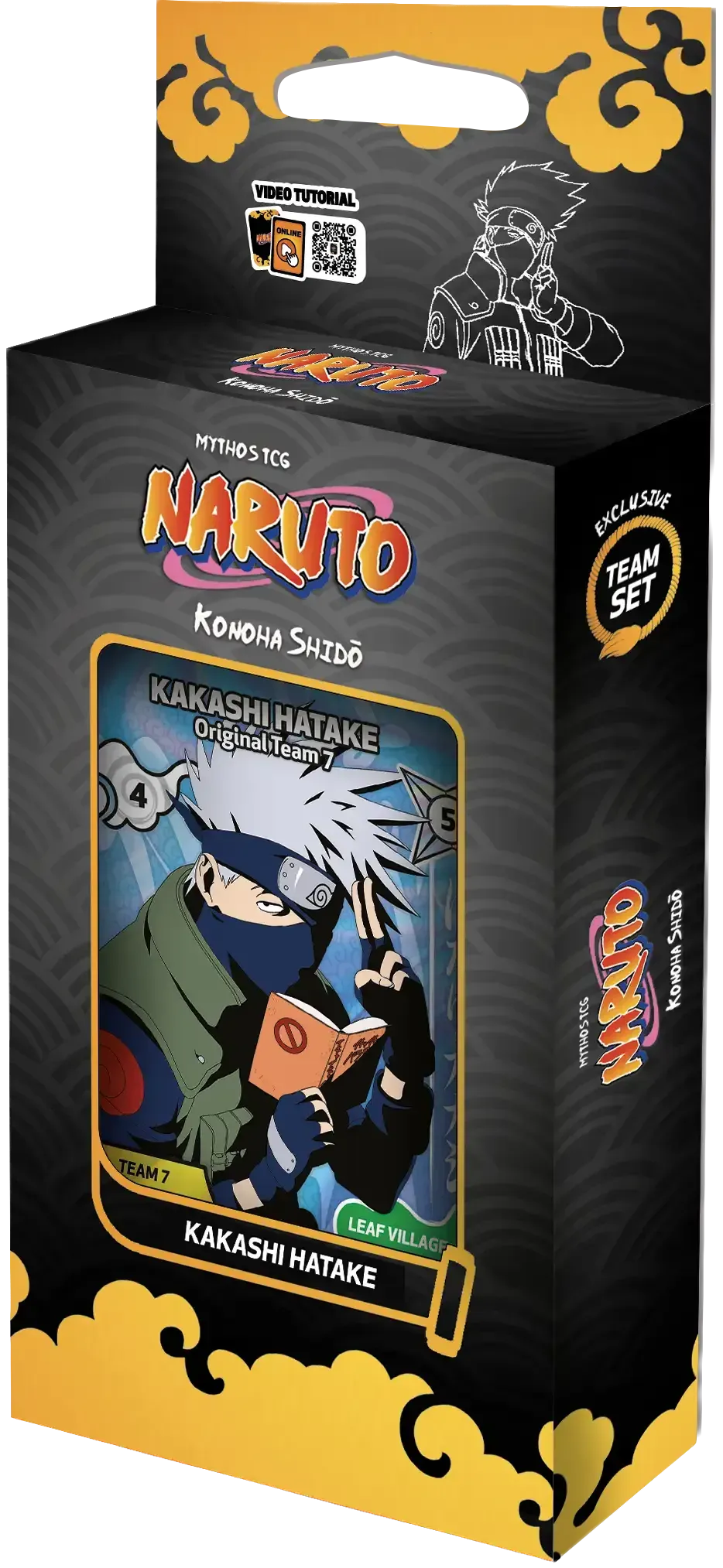 Naruto Shippuden collectible card box with black-and-orange packaging and anime character art