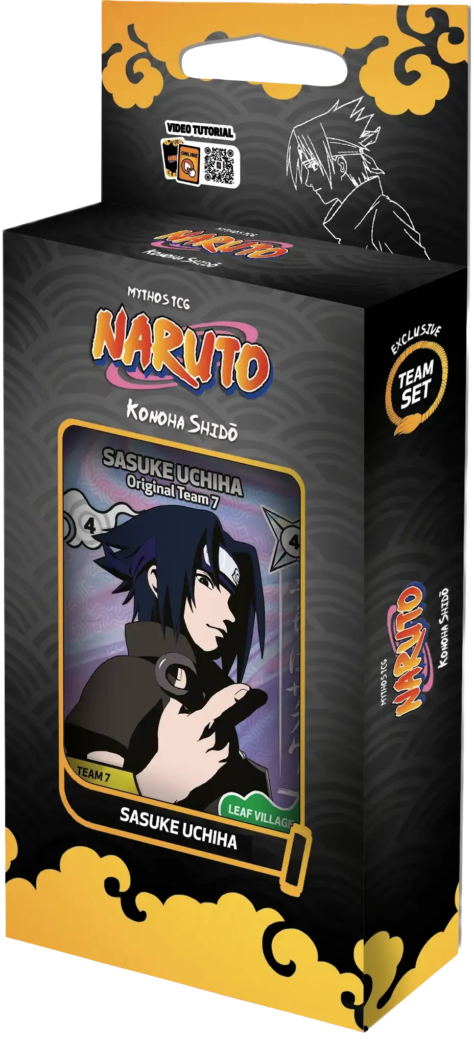 Black Naruto-themed box with anime character illustration and gold accents on the front.