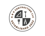Circular logo: Tools (triangle, hammer, brush, pliers) in gray sections; brown text "S & K Contracting LLC Established 2022."