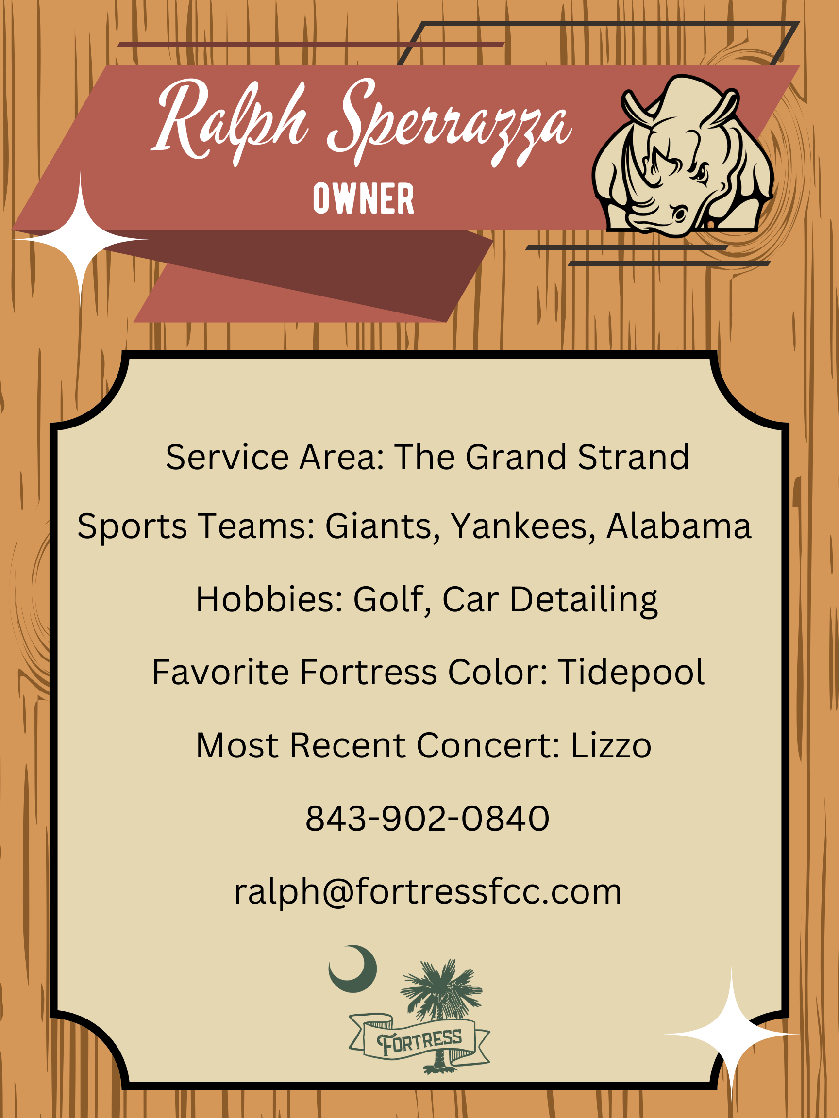Ralph Sperrazza is the owner of the grand stand location of Fortress Floor Coatings