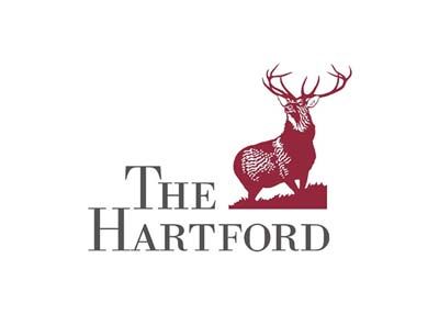 The Hartford logo with a red stag silhouette and gray serif text on a white background