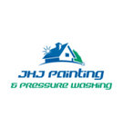 JHJ Painting & Pressure Washing logo with blue and green house graphic