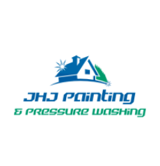 JHJ Painting & Pressure Washing logo with blue and green house graphic