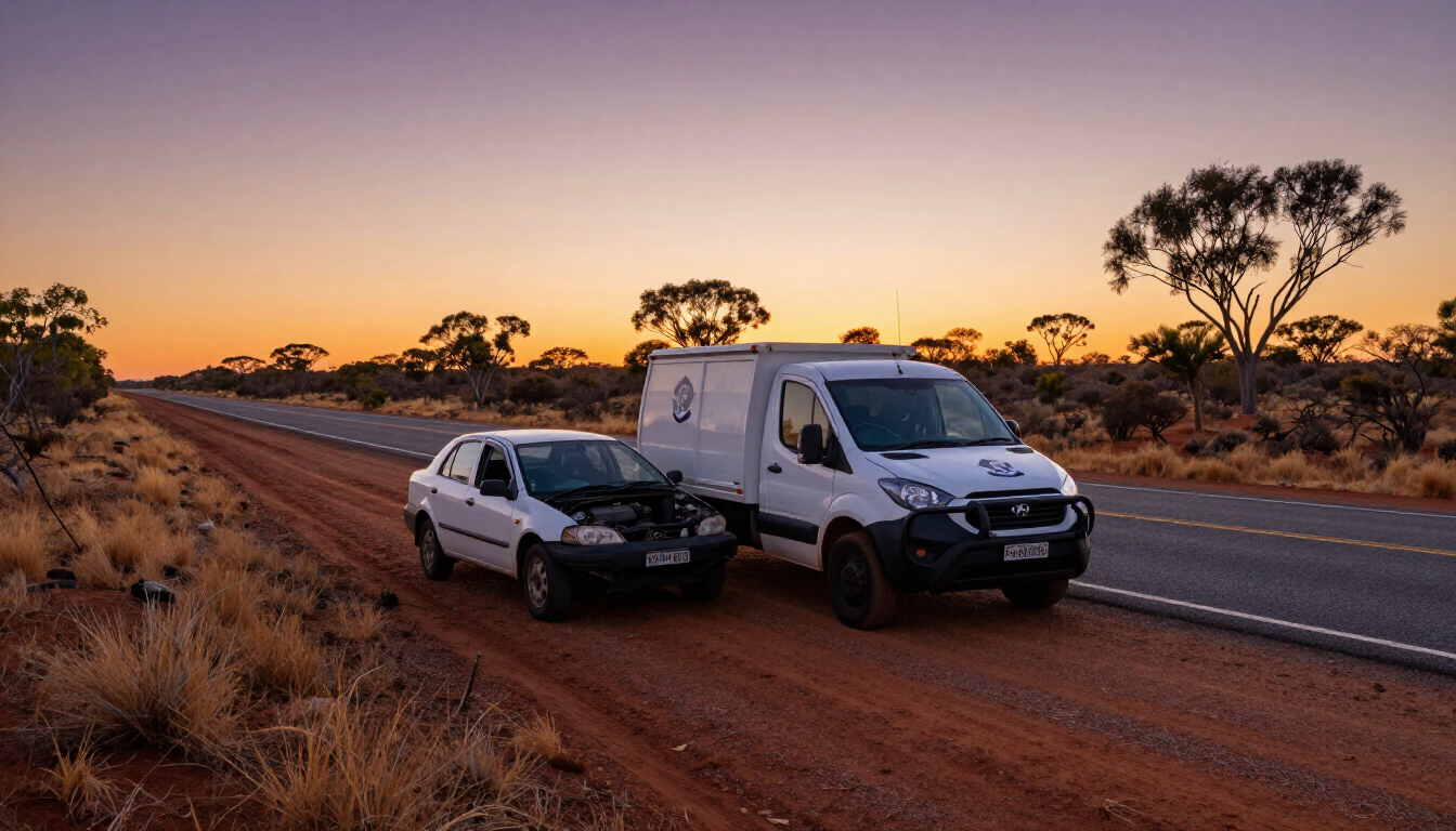Towing a car on an Australian road