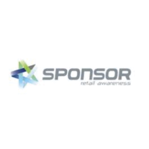 Logotipo del patrocinador con un diseño de estrella en azul, verde y gris. El texto dice 