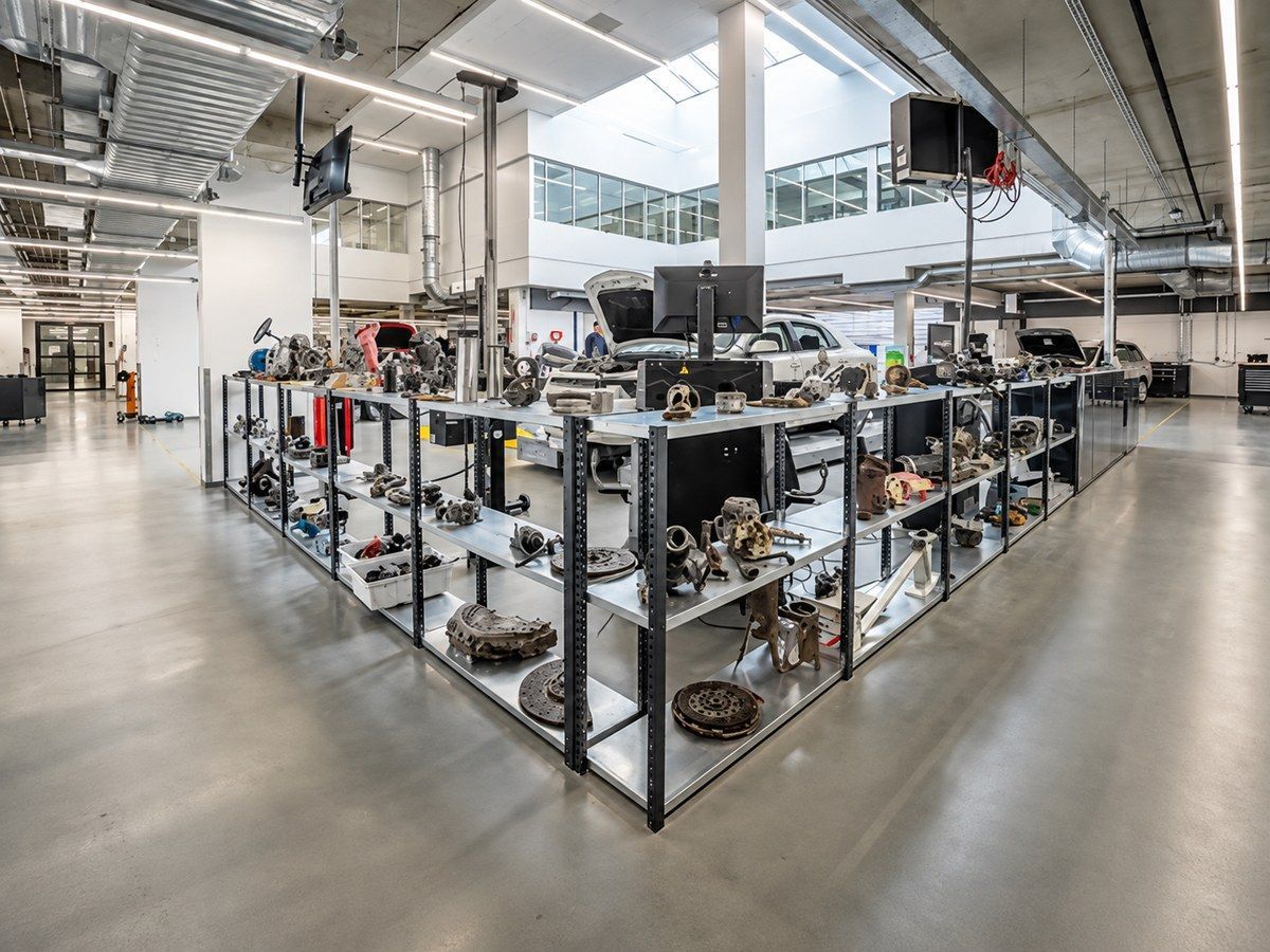 Auto parts organized on warehouse shelves representing the aftermarket parts supply chain that CAPA certification standards govern