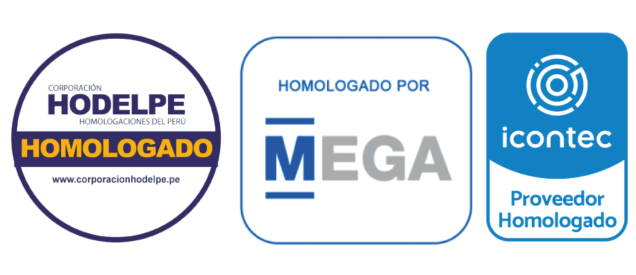 Logotipos de tres organizaciones: Hodelpe, Mega e Icontec, todos indicando