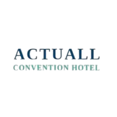 Logotipo do ACTUALL Convention Hotel em texto azul-marinho e verde-água sobre fundo branco.