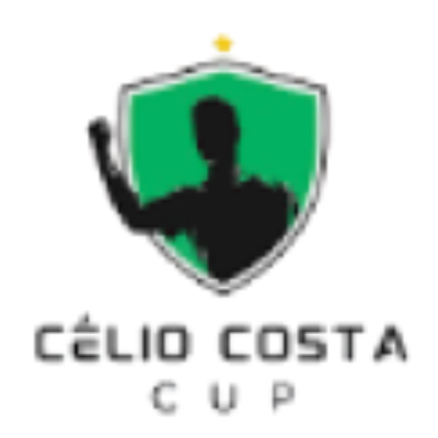 Logotipo da Taça Célio Costa com um escudo verde e uma silhueta preta com um braço erguido.