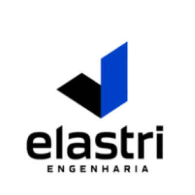 Logo da Elastri Engenharia em preto e azul sobre fundo branco