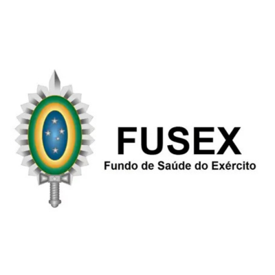 Logo do FUSEX com brasão verde e dourado e texto “FUSEX Fundo de Saúde do Exército”