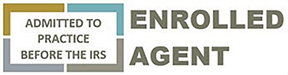 A logo that says admitted to practice before the irs agent