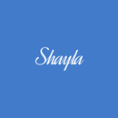 The name shayla is on a blue background
