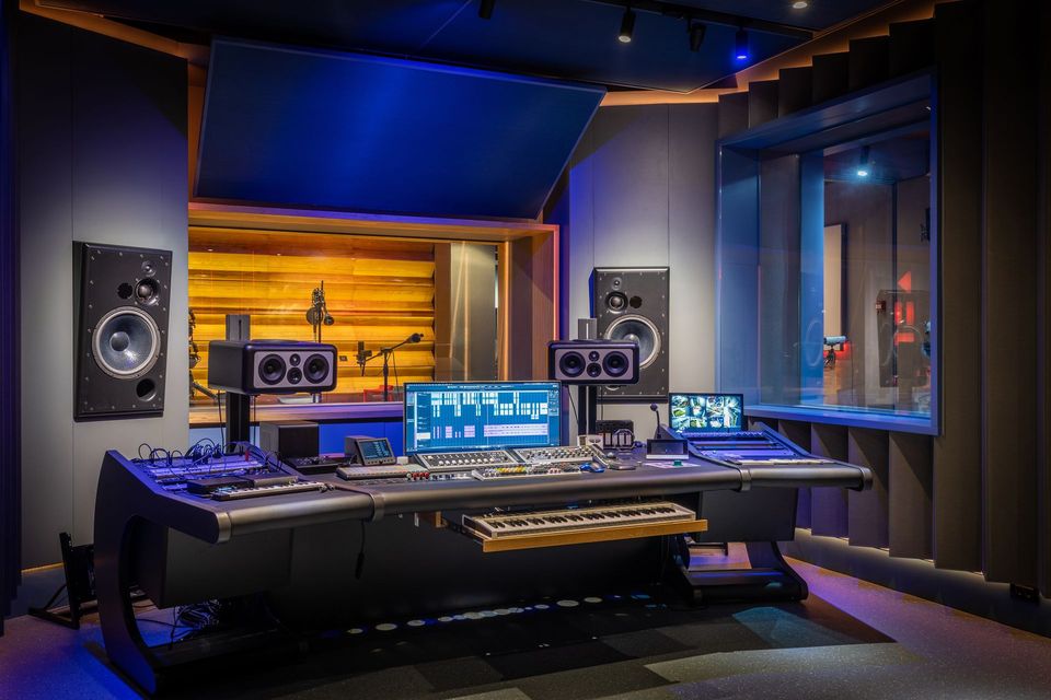 radio studio with control board