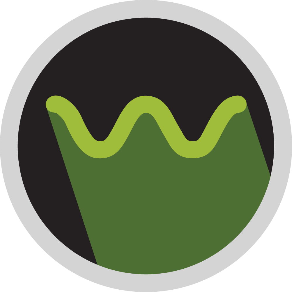 Green and black circular logo with a lime wavy line across the top.