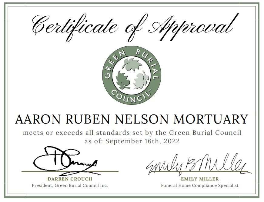 green burial certificate of approval