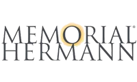 Memorial Hermann logo in gray serif text with a gold ring in the “O”
