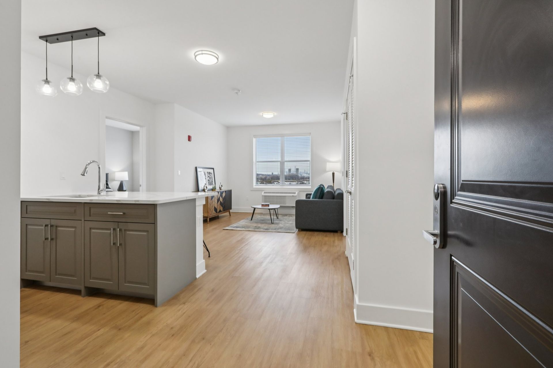 Apartment interior showing kitchen and entryway at Meridia Little Ferry, Little Ferry NJ