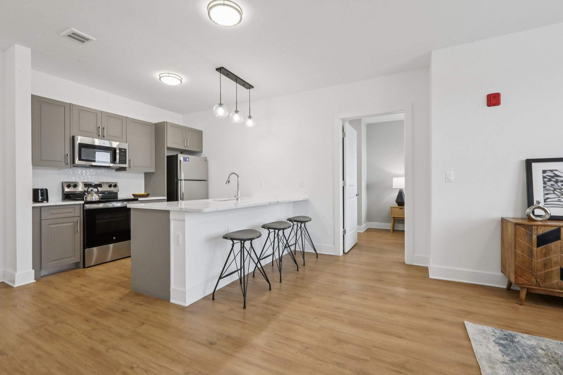 Bright apartment interior with modern kitchen at Meridia Little Ferry, Little Ferry NJ