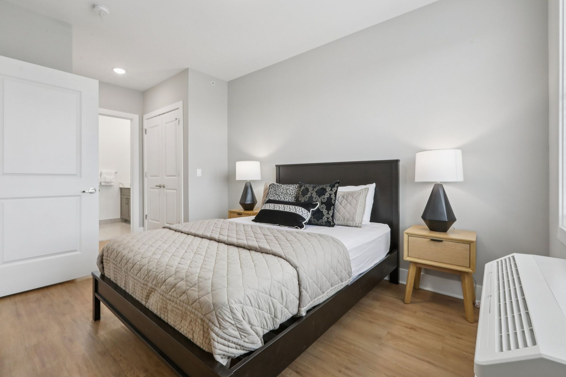 Spacious bedroom with luxury finishes at Meridia Little Ferry apartments, Little Ferry NJ