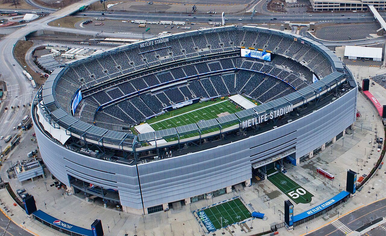 MetLife Stadium aerial view - home of NY Giants and Jets - 12 minutes from Meridia Little Ferry apartments NJ